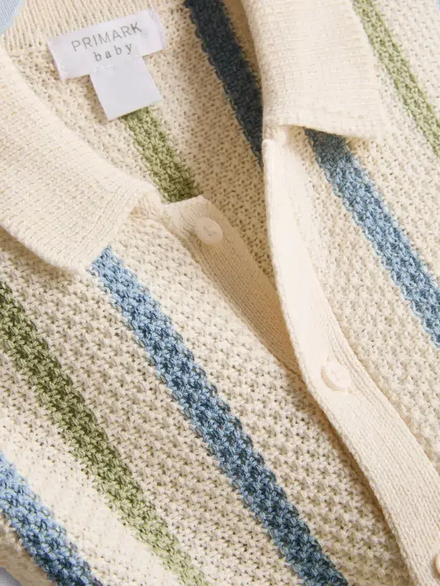 0-12 μηνών | Σετ από ριγέ πλεκτό πουκάμισο και σορτς
