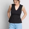 Αμάνικο τοπ με V-neck και πεπλούμ