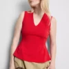 Αμάνικο τοπ με V-neck και πεπλούμ