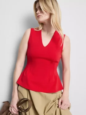 Αμάνικο τοπ με V-neck και πεπλούμ
