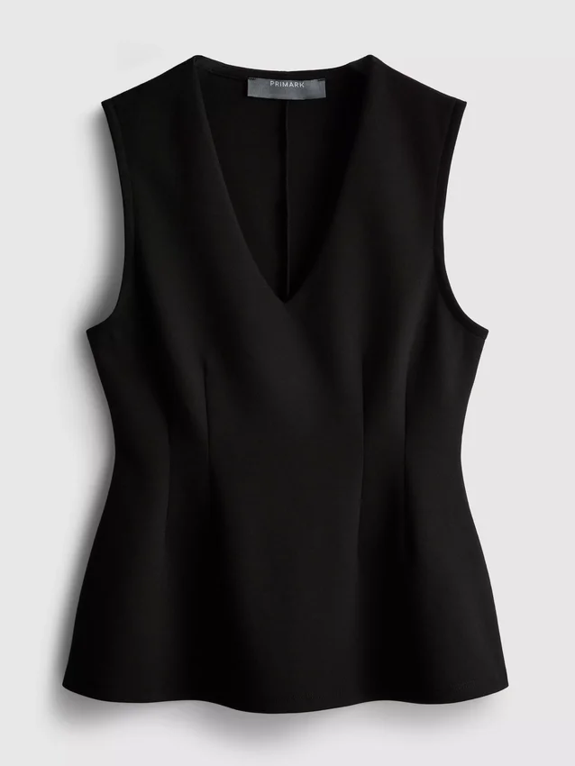 Αμάνικο τοπ με V-neck και πεπλούμ