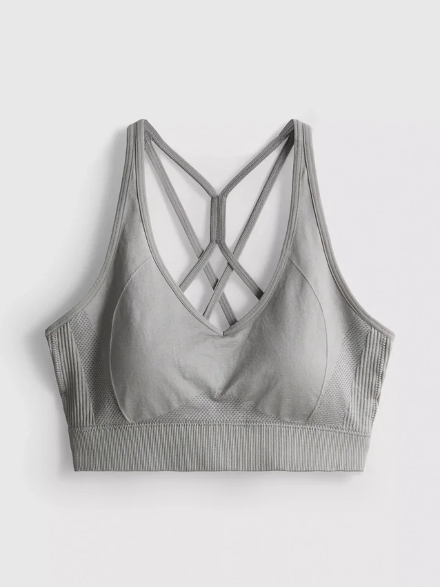 Απρόσφρακτο, γυαλιστερό αθλητικό crop top