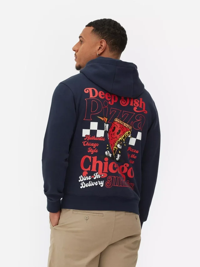 Φούτερ με κουκούλα και γραφικό «Chicago deep dish»