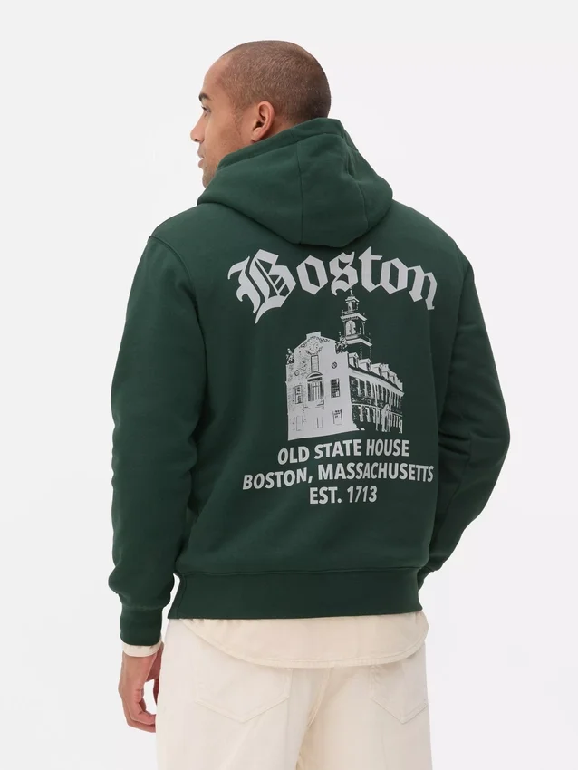 Φούτερ με κουκούλα και γραφικό σχέδιο «Boston»