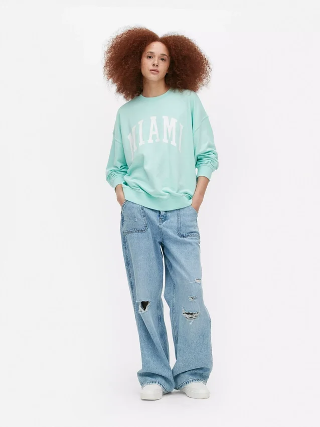Φούτερ oversized με γράμματα «Miami»