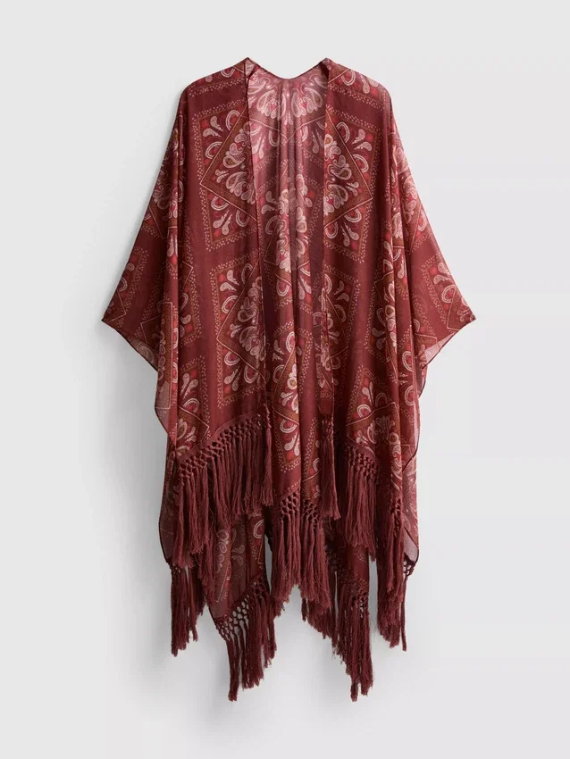 Κάπα με κρόσσια σε μοτίβο Paisley