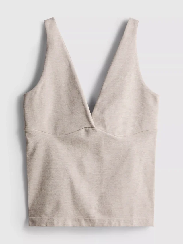 Κοντό μπλουζάκι χωρίς ραφές με V-neck