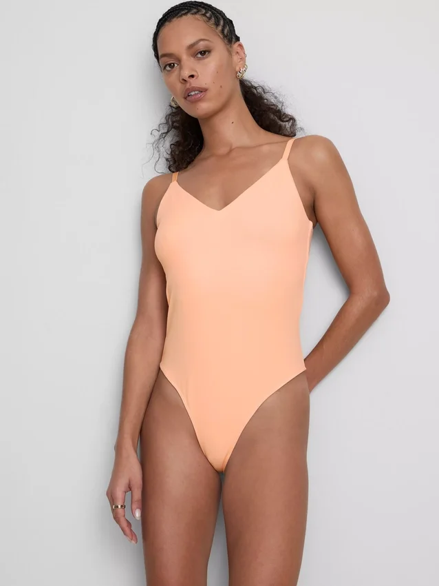 Κορμάκι με λουράκια και V-neck