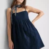 Μίνι φόρεμα babydoll από βαμβακερό τζιν