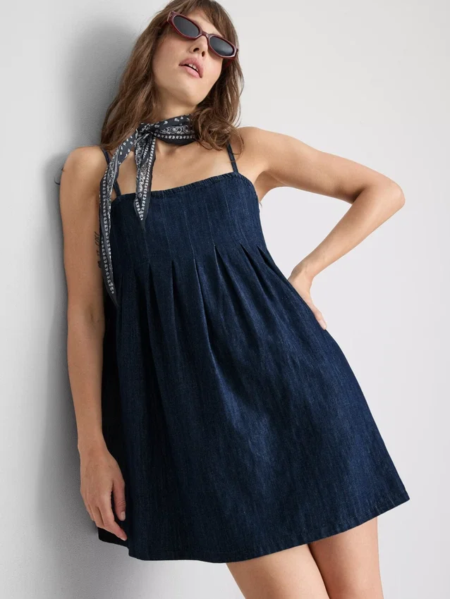 Μίνι φόρεμα babydoll από βαμβακερό τζιν