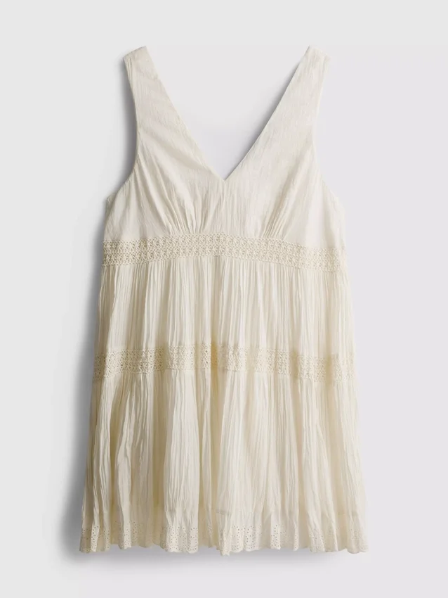 Μίνι φόρεμα με V-neck και τσαλακωτό ύφασμα