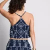 Μπλούζα από βαμβάκι με λαιμόκοψη halter και διακοσμητικά ανοίγματα