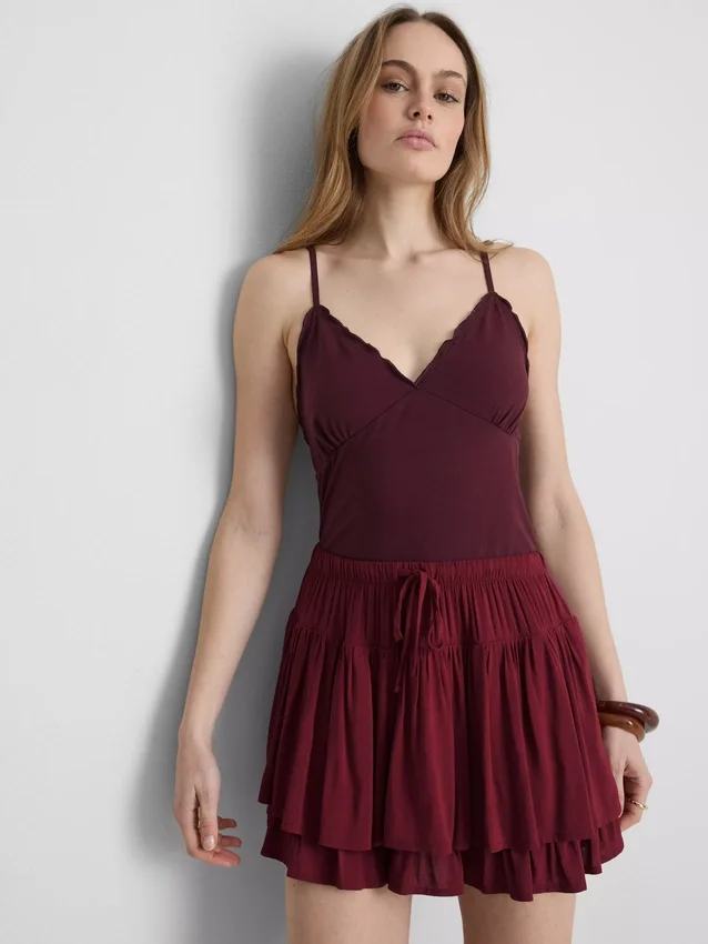 Μπλούζα babydoll με V λαιμόκοψη