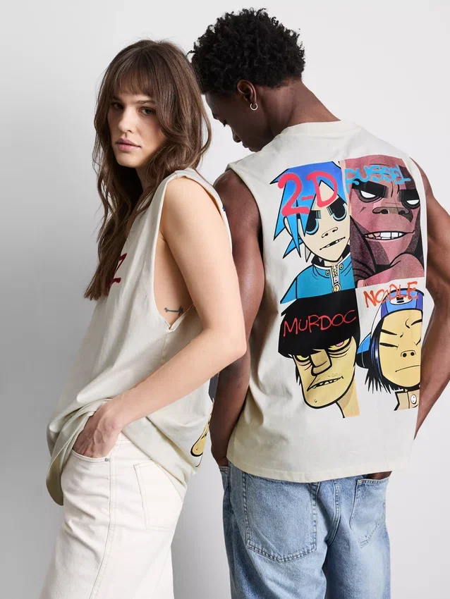 Μπλούζα χωρίς μανίκια με γραφικό Gorillaz