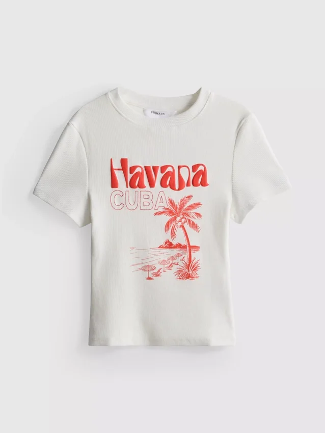 Μπλουζάκι «Havana» με γραφικό σχέδιο, πλούσιο σε βαμβάκι