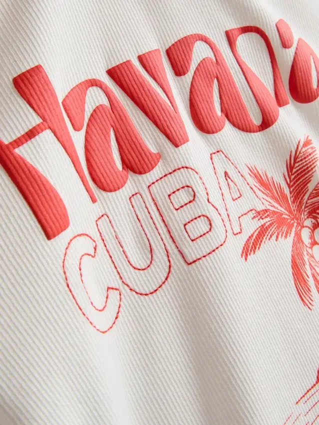 Μπλουζάκι «Havana» με γραφικό σχέδιο, πλούσιο σε βαμβάκι