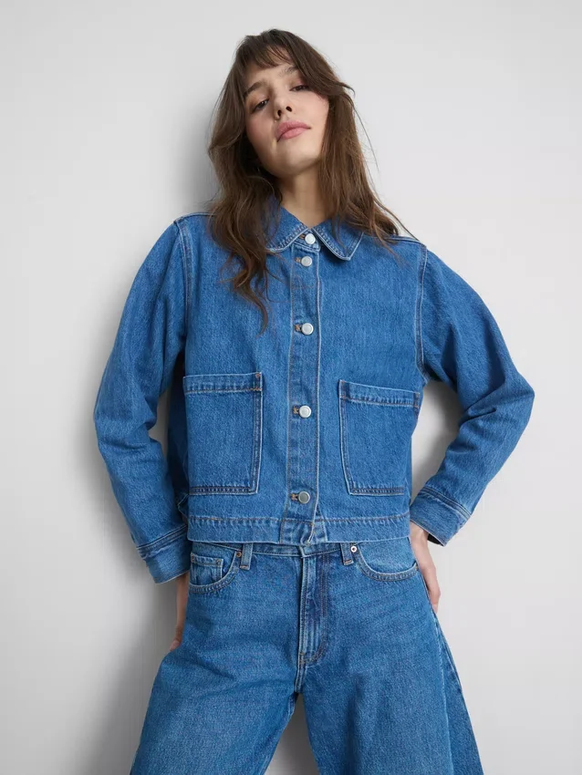 Μπουφάν τζιν με βαμβακερές τσέπες
