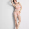 Νυφικό σατέν μπραλέτ με δαντέλα τύπου babydoll