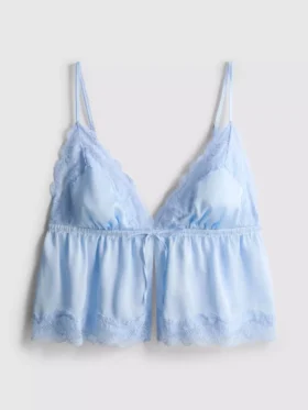 Νυφικό σατέν μπραλέτ με δαντέλα τύπου babydoll