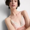 Νυφικό σατέν μπραλέτ με δαντέλα τύπου babydoll