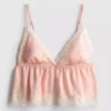 Νυφικό σατέν μπραλέτ με δαντέλα τύπου babydoll