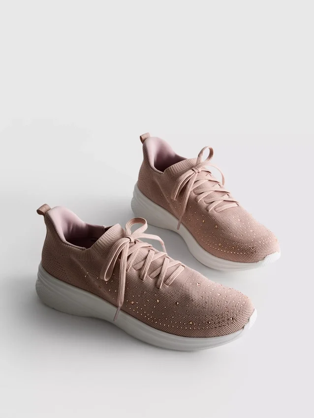 Παπούτσια Sneakers χωρίς κορδόνια με λεπτομέρειες από στρας