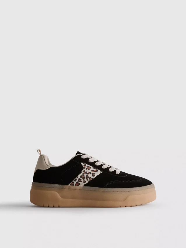 Παπούτσια Sneakers με χοντρή σόλα από καουτσούκ και λεοπάρ μοτίβο