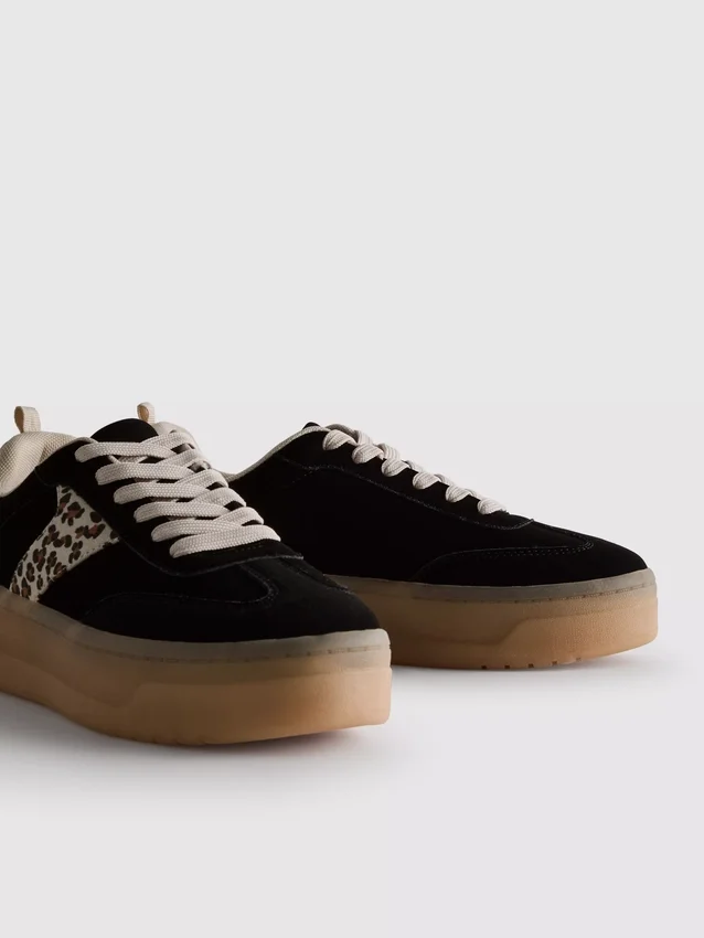 Παπούτσια Sneakers με χοντρή σόλα από καουτσούκ και λεοπάρ μοτίβο