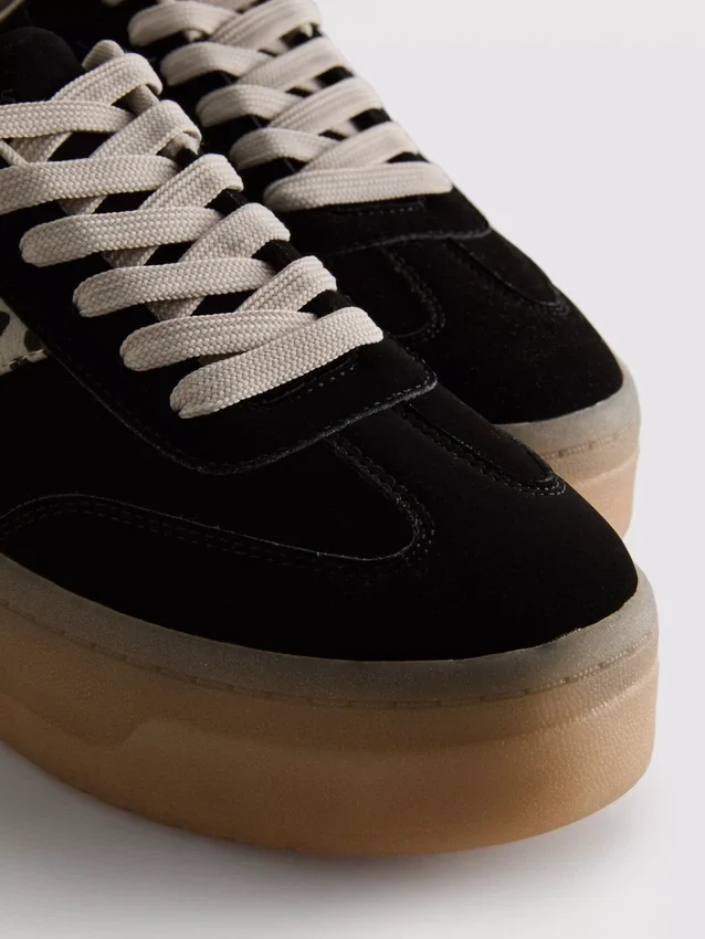 Παπούτσια Sneakers με χοντρή σόλα από καουτσούκ και λεοπάρ μοτίβο