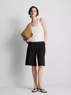 Πλεκτό μπλουζάκι χωρίς μανίκια με τετράγωνο λαιμό