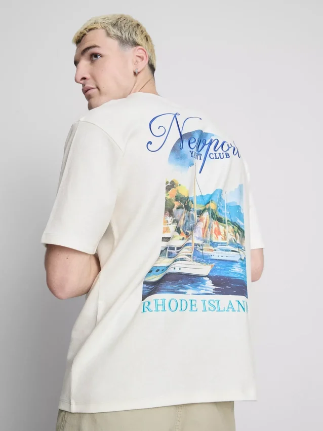 Πουκάμισο με κοντά μανίκια και μοτίβο Yacht Club