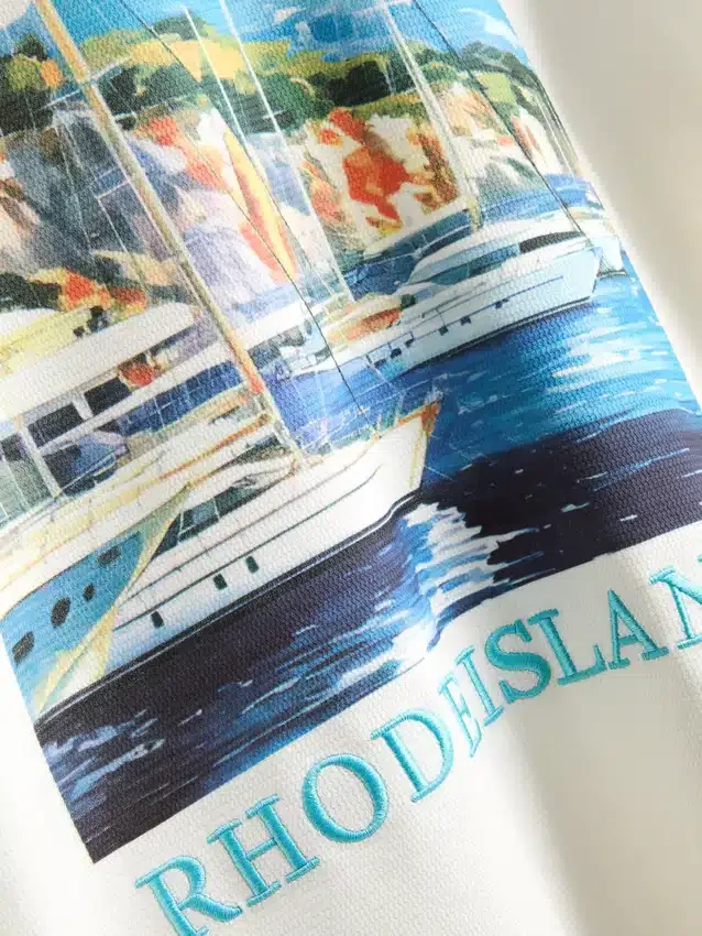Πουκάμισο με κοντά μανίκια και μοτίβο Yacht Club