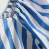 Ριγέ μπλούζα με φουσκωτά μανίκια και ανοιχτή πλάτη