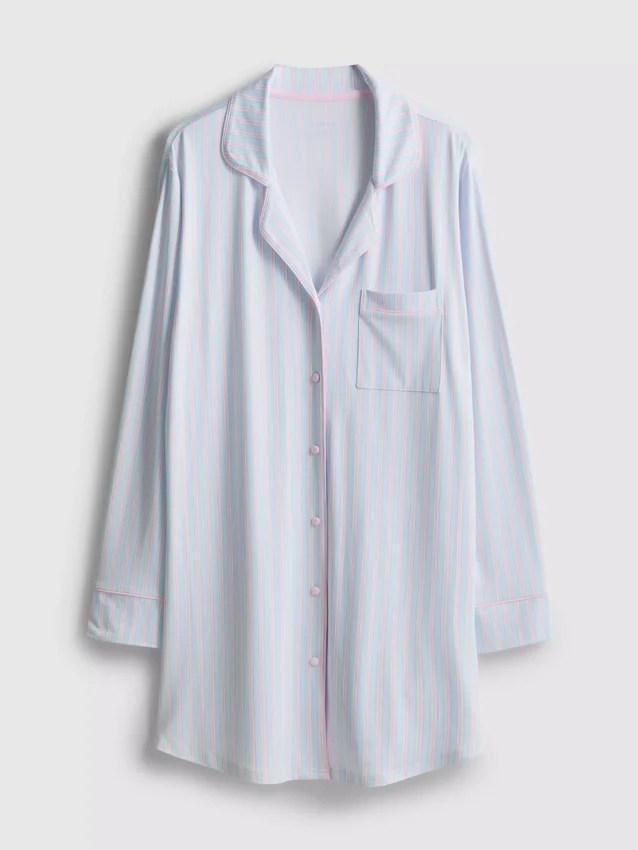 Ριγέ, oversized νυχτικό σε στυλ boyfriend