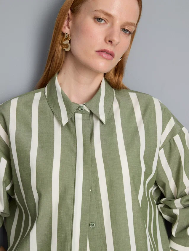 Ριγέ πουκάμισο από βαμβακερό ποπλίν