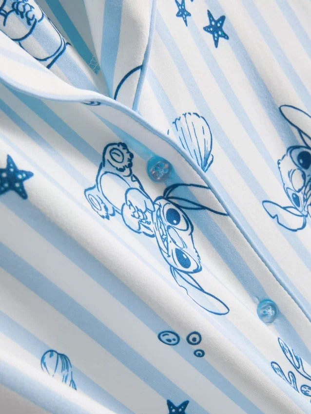 Ριγές πιτζάμες τύπου «boyfriend» με τον Stitch της Disney