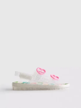 Σανδάλια τύπου slingback από ζελέ με γκλίτερ και διπλό λουράκι με αγκράφα