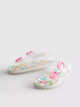 Σανδάλια τύπου slingback από ζελέ με γκλίτερ και διπλό λουράκι με αγκράφα