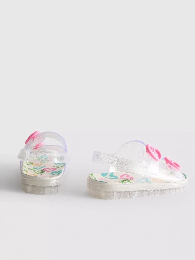 Σανδάλια τύπου slingback από ζελέ με γκλίτερ και διπλό λουράκι με αγκράφα