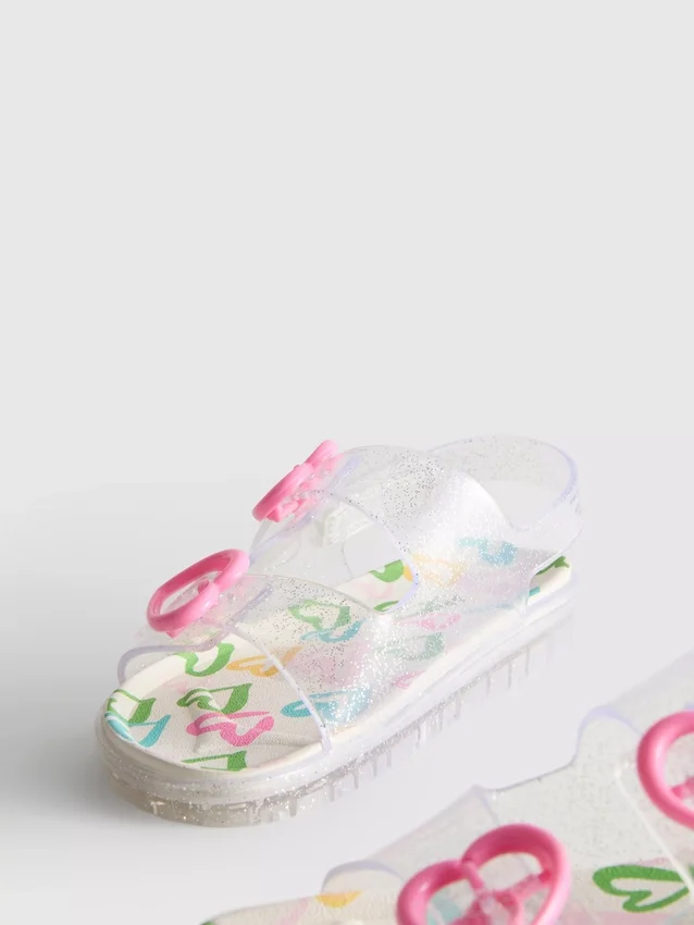 Σανδάλια τύπου slingback από ζελέ με γκλίτερ και διπλό λουράκι με αγκράφα