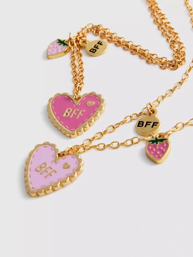 Σετ 2 κολιέ με καρδιές «BFF»