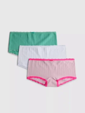 Σετ 3 μίνι σορτς τύπου «boy shorts» με πλέξη pointelle