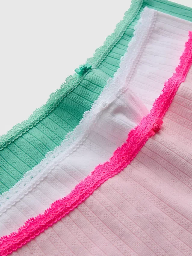 Σετ 3 μίνι σορτς τύπου «boy shorts» με πλέξη pointelle