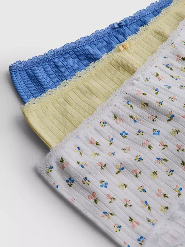 Σετ 3 μίνι σορτς τύπου «boy shorts» με πλέξη pointelle