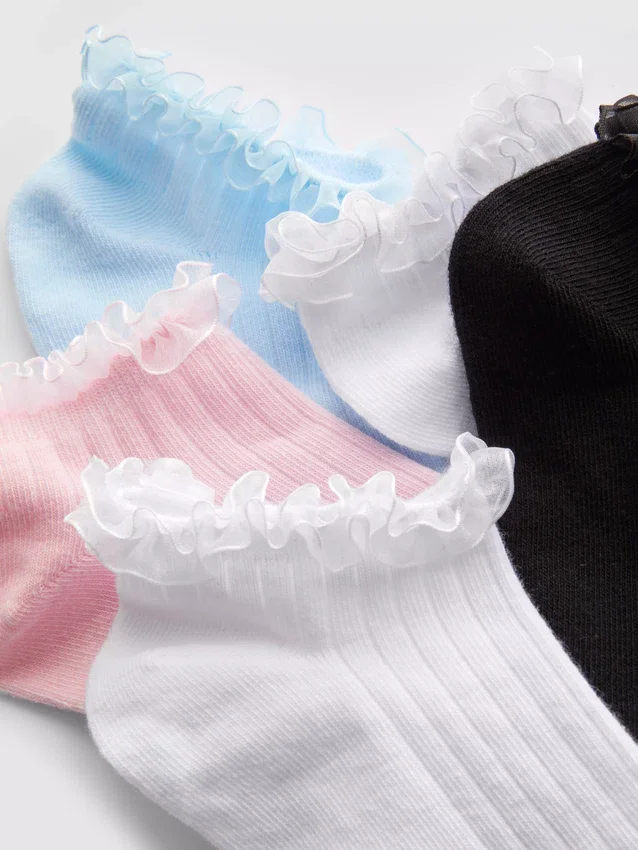Σετ 5 ζευγών κάλτσες για Sneakers με διακοσμητική λεπτομέρεια από τούλι