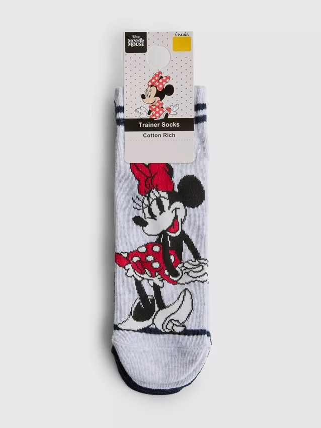 Συσκευασία 3 ζευγών κοντών καλτσών Minnie Mouse της Disney