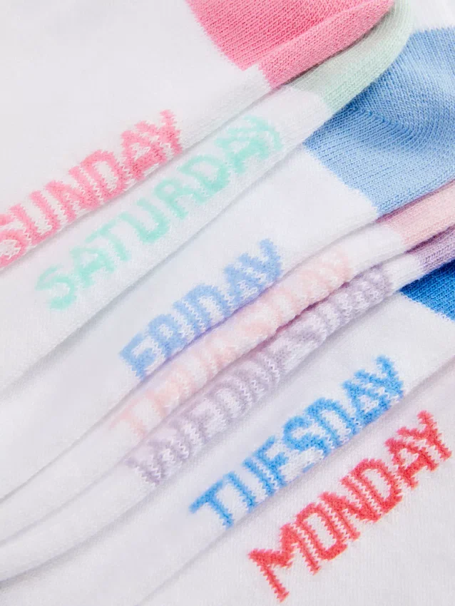 Συσκευασία 7 ζευγών καλτσών μέχρι τον αστράγαλο με τις ημέρες της εβδομάδας