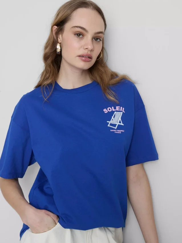 Τ-shirt με τυπωμένο μοτίβο «Soleil» σε oversized γραμμή