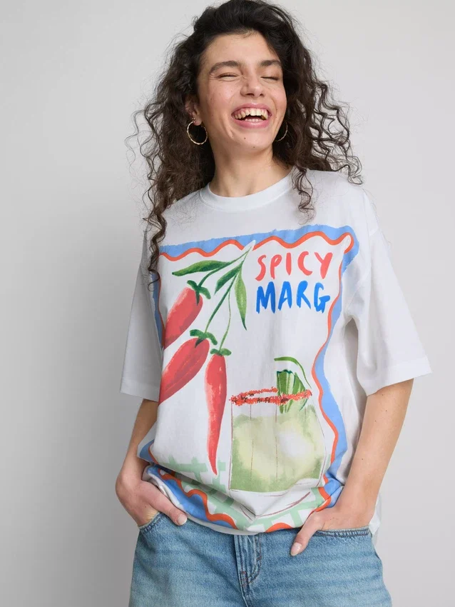 The Primark Scene | Oversized βαμβακερό μπλουζάκι «Margarita»
