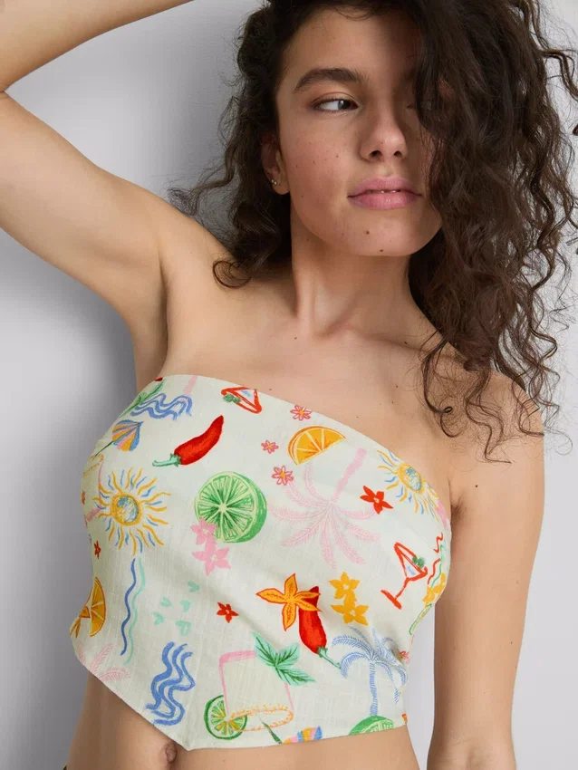 The Primark Scene | Τυπωμένο καμπυλωτό bandeau top